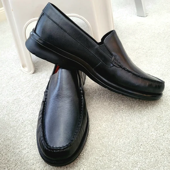 Rockport Loafers Size 11.5 M Rockport Palmer Black Leather Slip-On Dress Shoes - Picture 11 of 16